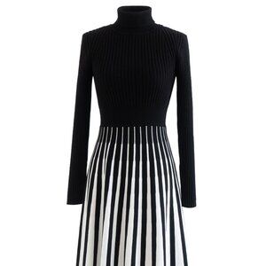 Chich wish Black & White Sweater Midi Dress